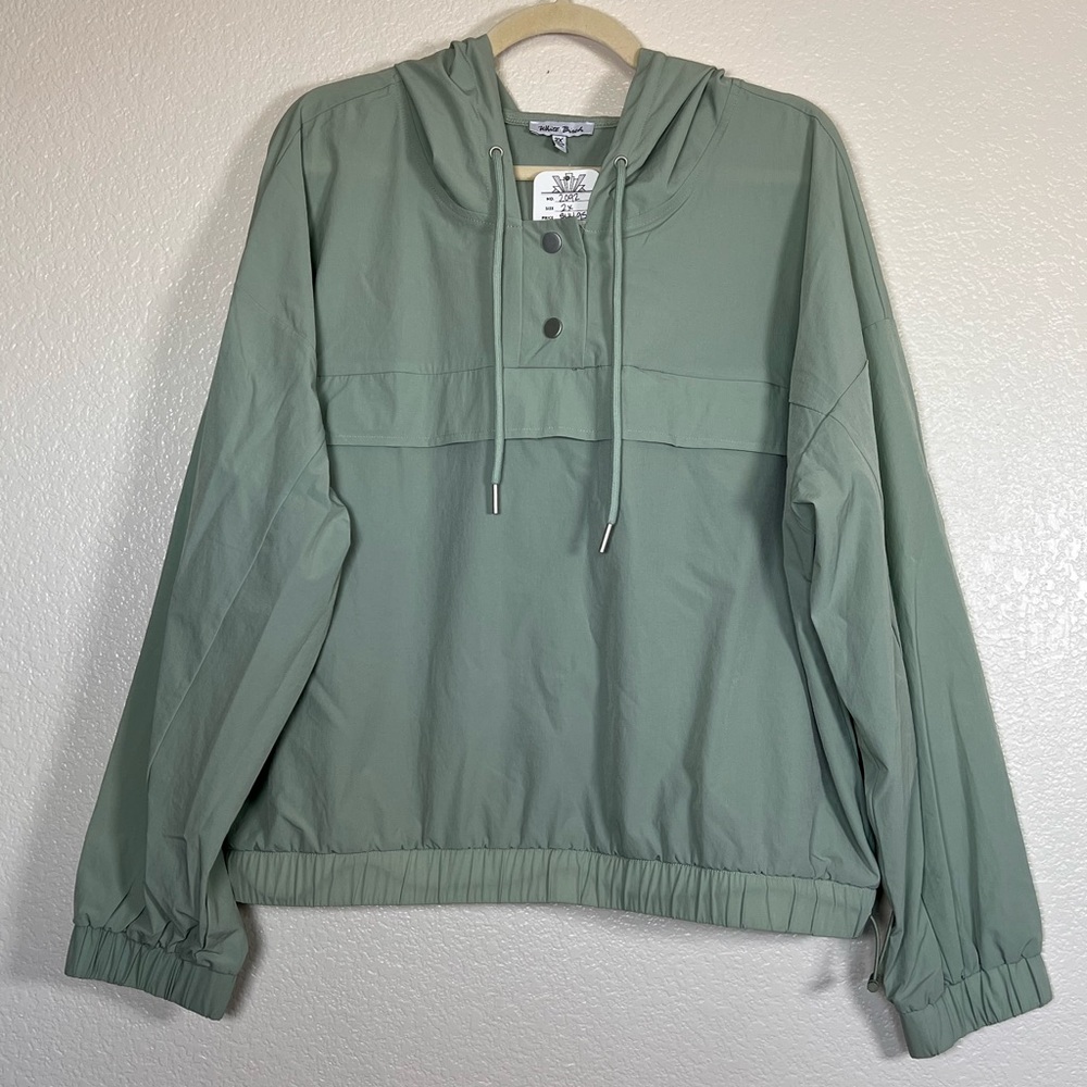 White Birch Light Sage Hooded Pullover Jacket